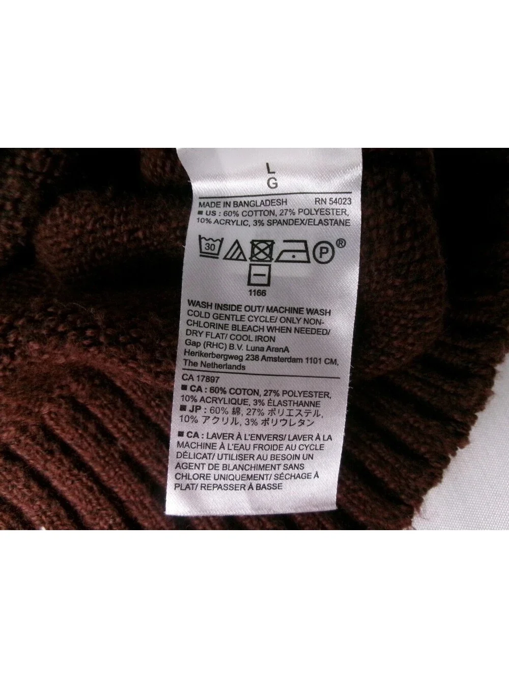 Banana Republic Mens Large Brown Crew Neck Knit Sweater Cotton Blend
